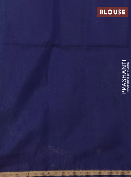 Kora silk cotton saree dual shade of greenish blue and blue with zari woven buttas and zari woven border