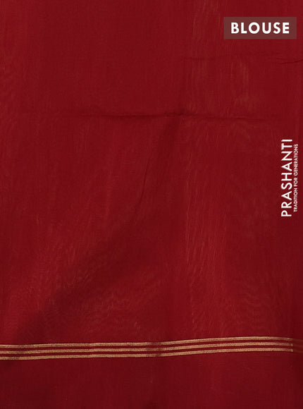 Kora silk cotton saree sandal and deep maroon with thread & zari woven buttas and zari woven simple border
