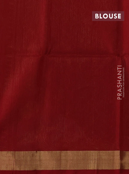Kora silk cotton saree chikku shade and deep maroon with zari woven buttas and zari woven border