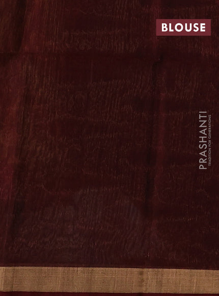 Kora silk cotton saree dark mustard and deep maroon with allover zari woven buttas and zari woven border