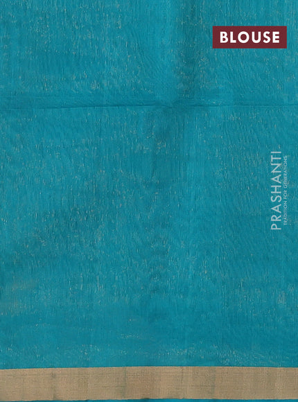 Kora silk cotton saree black and teal green with allover zari woven buttas and zari woven border