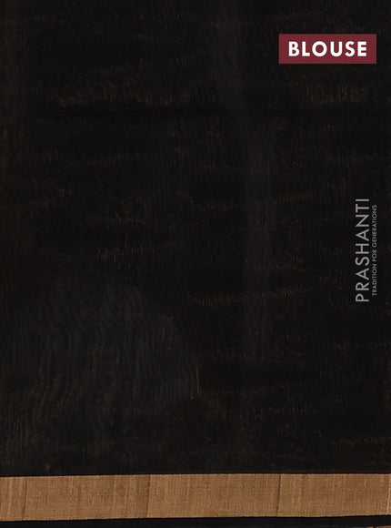 Kora silk cotton saree dark mustard and black with allover zari woven buttas and zari woven border