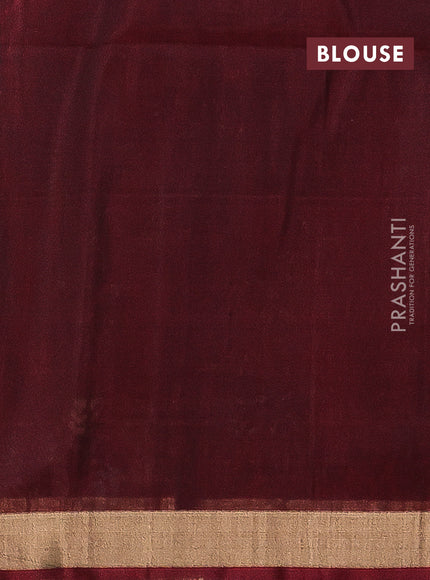 Kora silk cotton saree bottle green and deep maroon with allover zari woven buttas and zari woven border