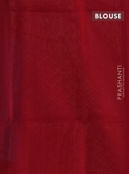 Kora silk cotton saree dual shade of blue and maroon with thread stripe pattern & zari woven buttas and zari woven butta border