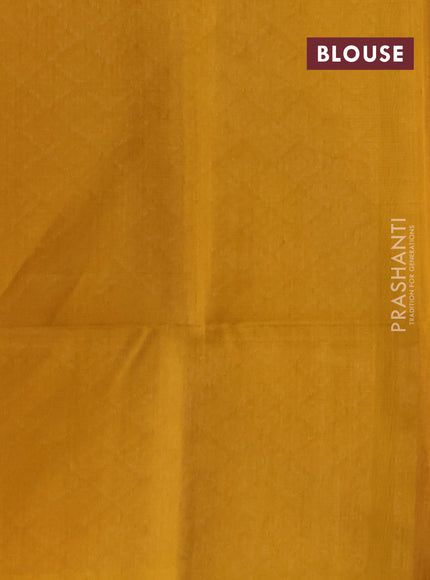 Kora silk cotton saree black and mustard yellow with thread stripe pattern & zari woven buttas and zari woven butta border