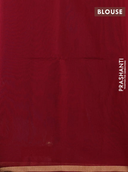 Kora silk cotton saree blue and maroon with zari woven buttas and zari woven border