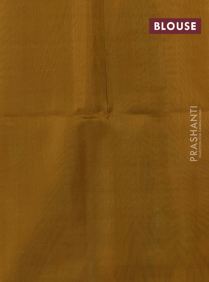 Kora silk cotton saree teal green and dual shade of mustard yellow with thread woven buttas and simple border