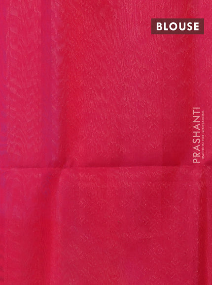 Kora silk cotton saree dual shade of bluish green and pink with zari woven buttas and simple border