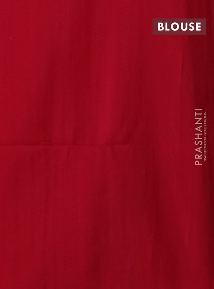 Kora silk cotton saree chikku shade and red with thread woven buttas and simple border