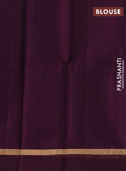 Kora silk cotton saree peacock blue and dual shade of purple with zari woven buttas and zari woven border