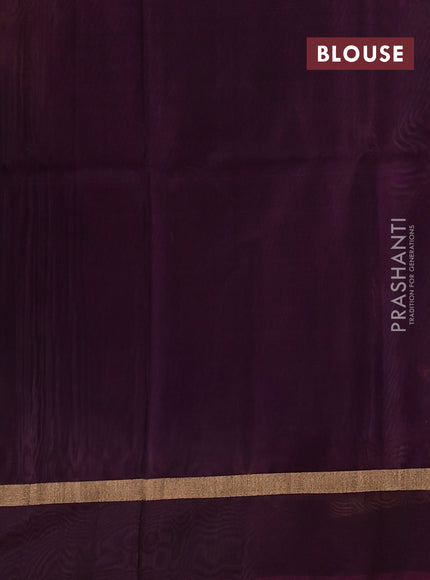 Kora silk cotton saree dark mustard and purple with zari woven buttas and zari woven border