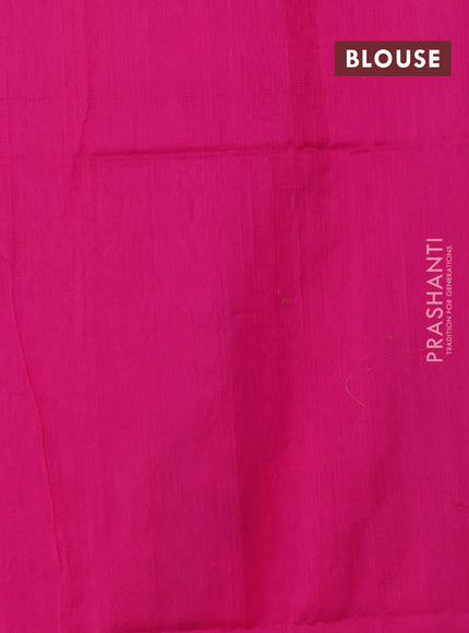 Kora silk cotton saree dual shade of bluish green and pink with thread & zari woven buttas and simple border