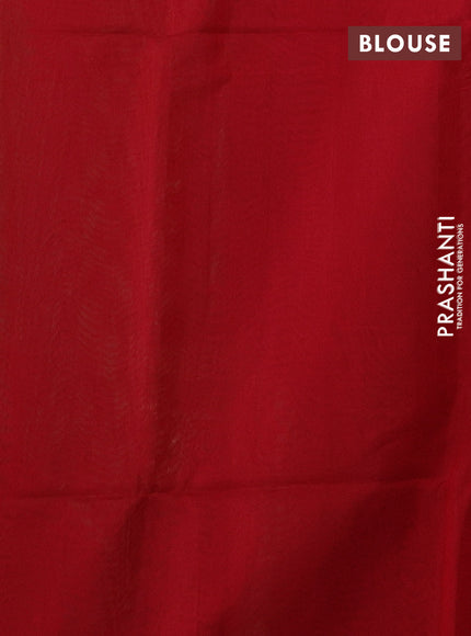 Kora silk cotton saree green and red with thread & zari woven buttas and zari woven butta border