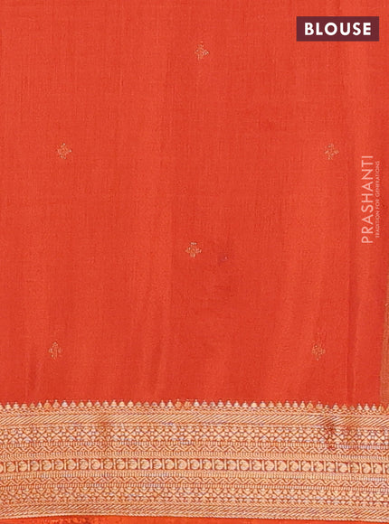 Semi mysore silk saree coffee brown and rust shade with allover small zari checked pattern and zari woven border