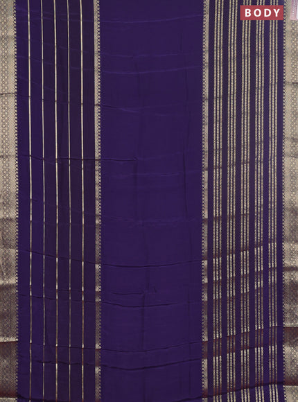 Semi mysore silk saree dark blue and pink with plain body and long zari woven border