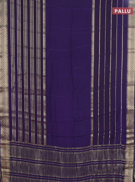 Semi mysore silk saree dark blue and pink with plain body and long zari woven border