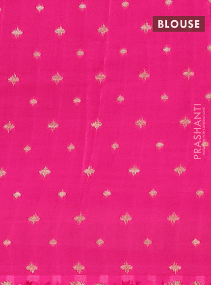Semi mysore silk saree dark blue and pink with plain body and long zari woven border