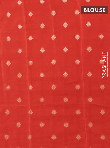 Semi mysore silk saree black and rustic orange with plain body and zari woven border