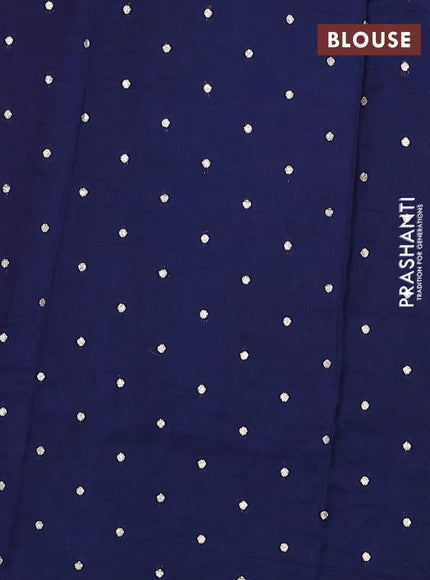 Semi mysore silk saree teal blue and navy blue with allover zari checks & buttas and zari woven border