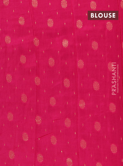 Semi mysore silk saree violet and pink with allover zari checks & buttas and zari woven border