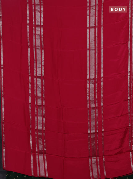 Semi mysore silk saree pink and bottle green with plain body and long rettapet zari woven border