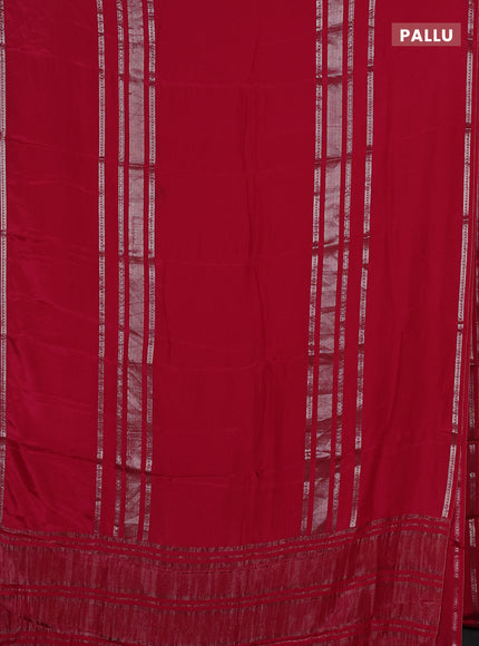 Semi mysore silk saree pink and bottle green with plain body and long rettapet zari woven border