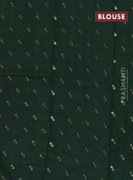 Semi mysore silk saree pink and bottle green with plain body and long rettapet zari woven border