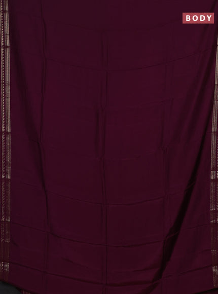 Semi mysore silk saree purple and yellow with plain body and zari woven border