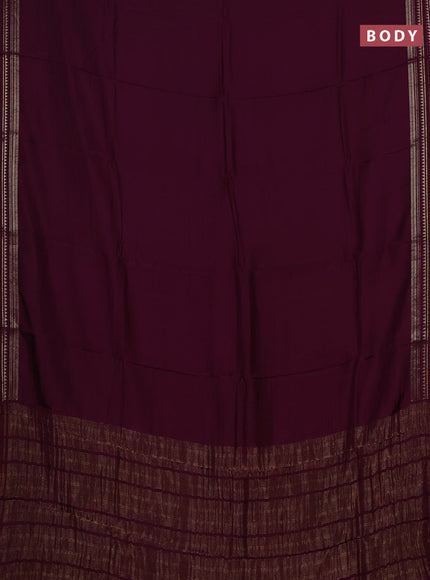 Semi mysore silk saree purple and yellow with plain body and zari woven border