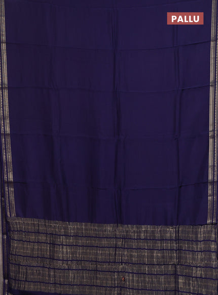 Semi mysore silk saree navy blue and yellow with plain body and zari woven border