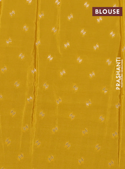 Semi mysore silk saree navy blue and yellow with plain body and zari woven border