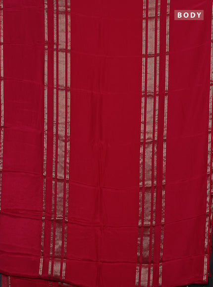 Semi mysore silk saree pink and bottle green with plain body and long rettapet zari woven border