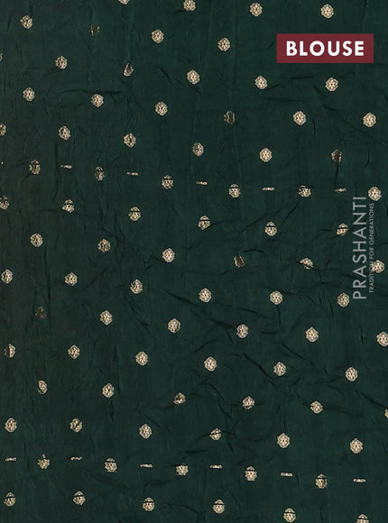 Semi mysore silk saree pink and bottle green with plain body and long rettapet zari woven border