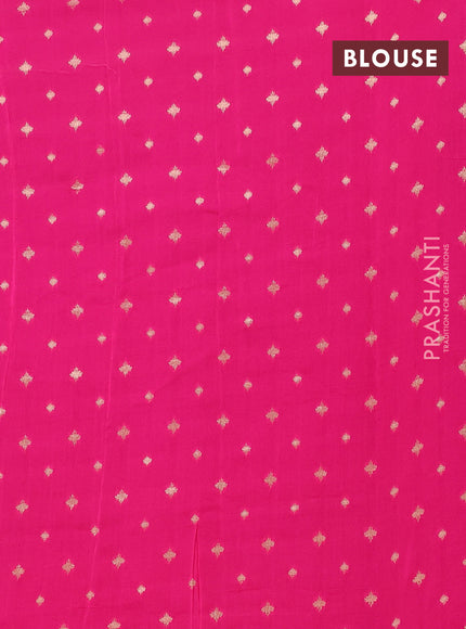 Semi mysore silk saree navy blue and pink with plain body and zari woven border
