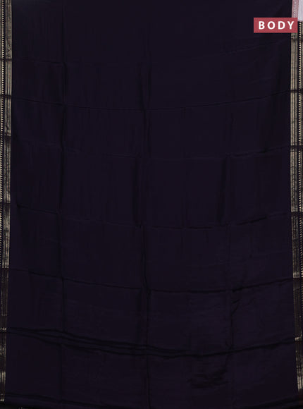 Semi mysore silk saree violet and pink with plain body and zari woven border