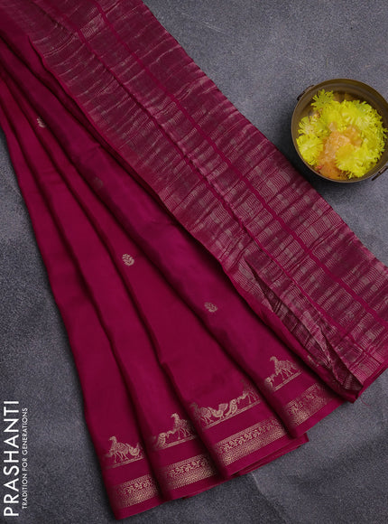 Semi mysore silk saree pink and green with zari woven buttas and zari woven border