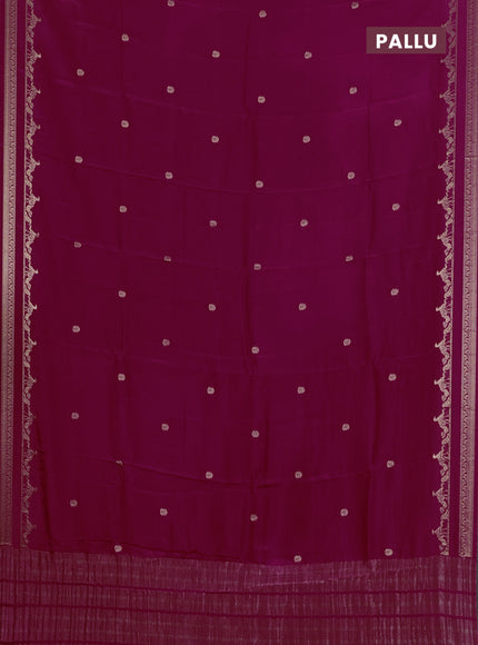 Semi mysore silk saree pink and green with zari woven buttas and zari woven border