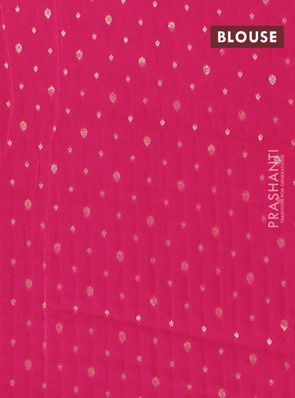 Semi mysore silk saree black and pink with allover zari stripe pattern and long zari woven border