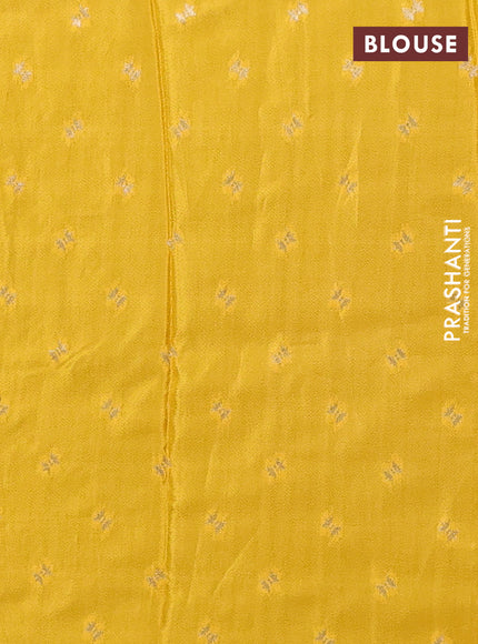 Semi mysore silk saree peacock blue and yellow with plain body and long zari woven border