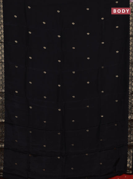 Semi mysore silk saree black and rust shade with zari woven buttas and zari woven border