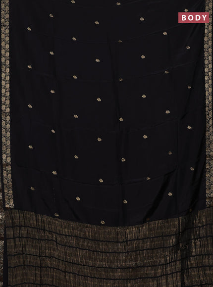 Semi mysore silk saree black and rust shade with zari woven buttas and zari woven border