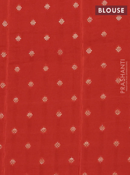Semi mysore silk saree black and rust shade with zari woven buttas and zari woven border