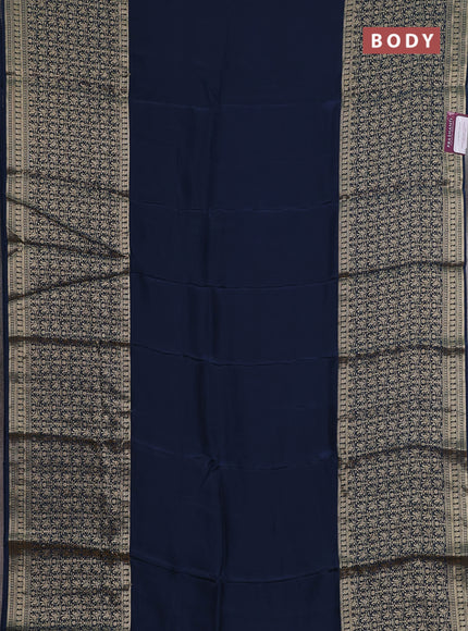 Semi mysore silk saree peacock blue and yellow with plain body and long zari woven border