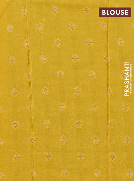 Semi mysore silk saree peacock blue and yellow with plain body and long zari woven border