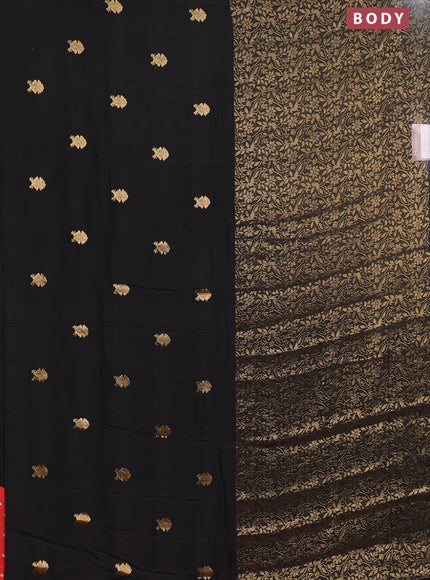 Semi mysore silk saree black and rust shade with zari woven buttas and long zari woven border