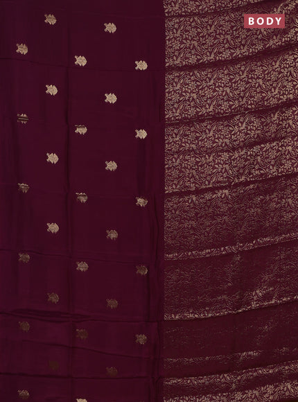 Semi mysore silk saree purple and yellow with zari woven buttas and long zari woven border