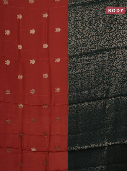 Semi mysore silk saree rust shade and bottle green with half & half style and long zari woven border