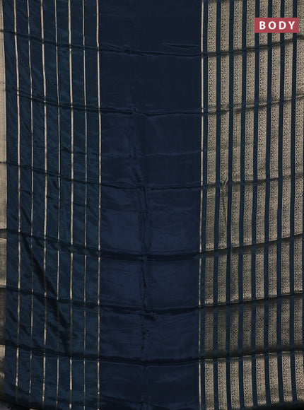 Semi mysore silk saree peacock blue with plain body and long zari woven border