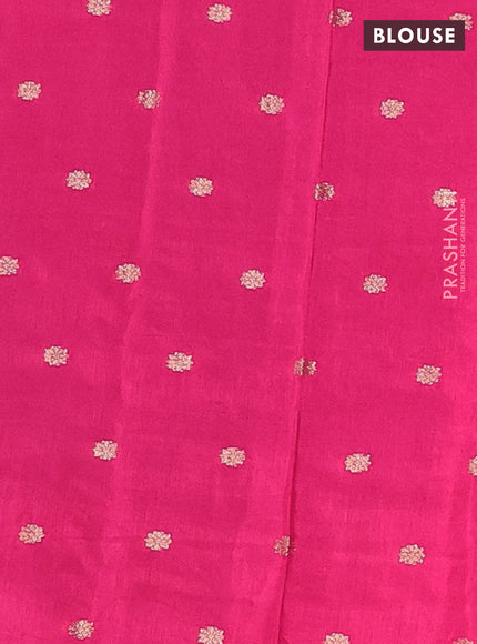 Semi mysore silk saree bottle green and pink with allover zari checked pattern and rettapet zari woven border