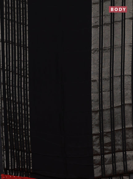 Semi mysore silk saree black and rust shade with plain body and long zari woven border